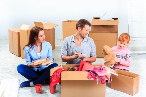 Boxes and furniture prepared for a local move in Enfield