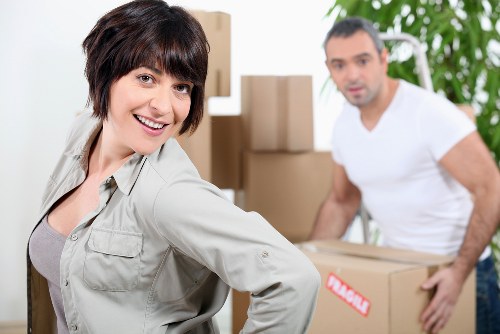 Packed moving boxes prepared for a home relocation