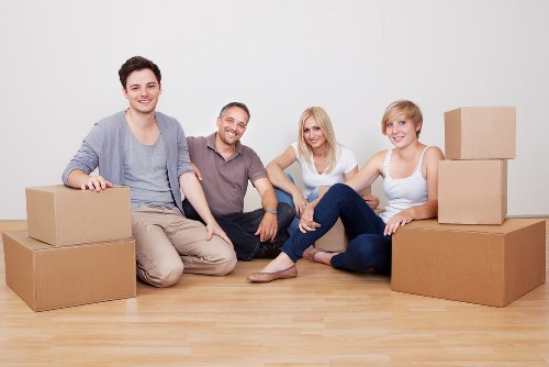 Organized packed boxes and furniture in secure storage